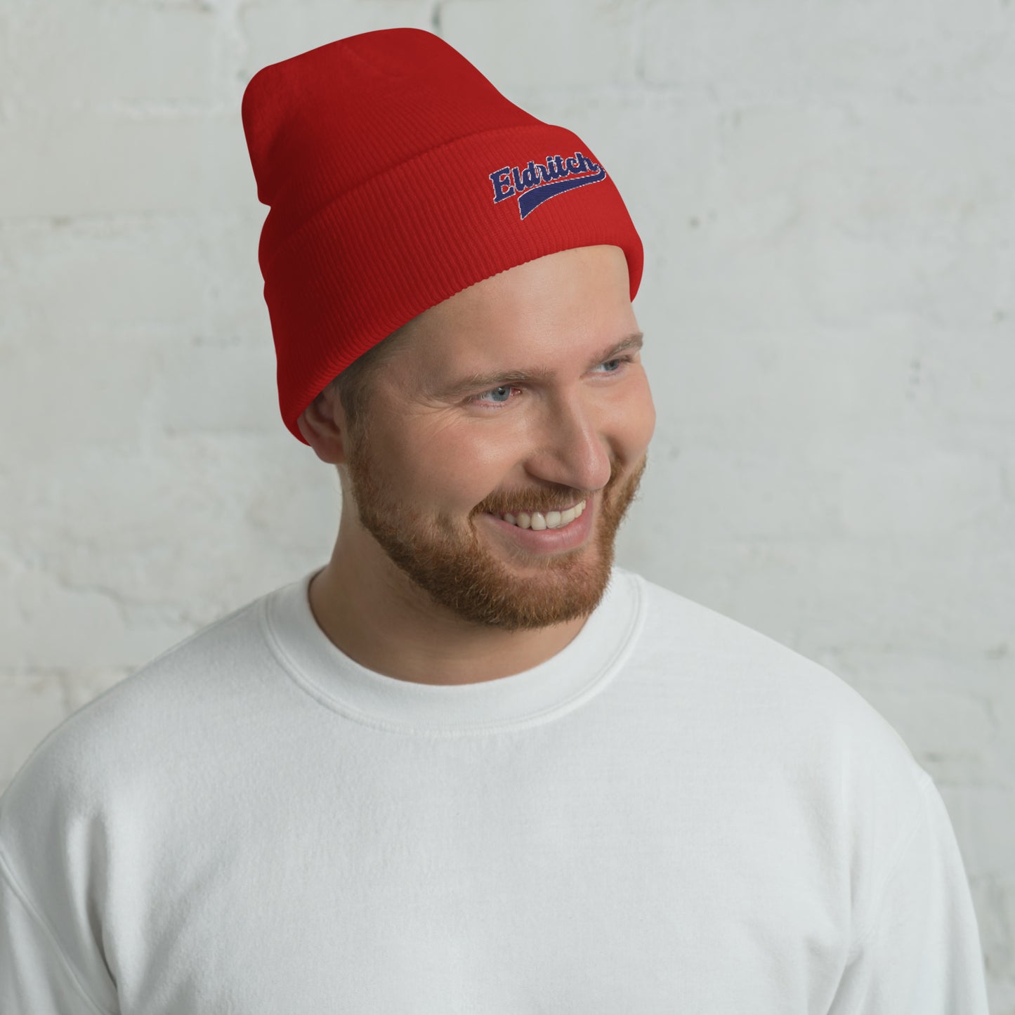 Eldritch League Script – Gorro con puños con letras lovecraftianas vintage