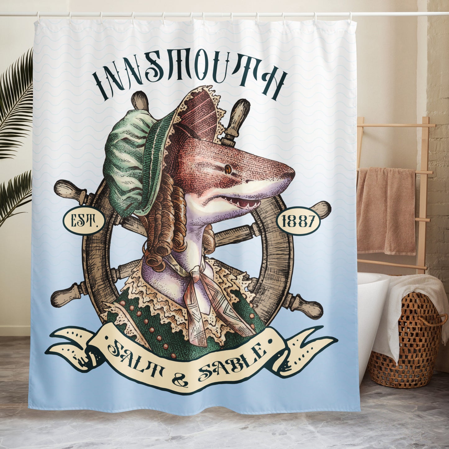 Innsmouth Salt & Sable - Shark Lady Shower curtain