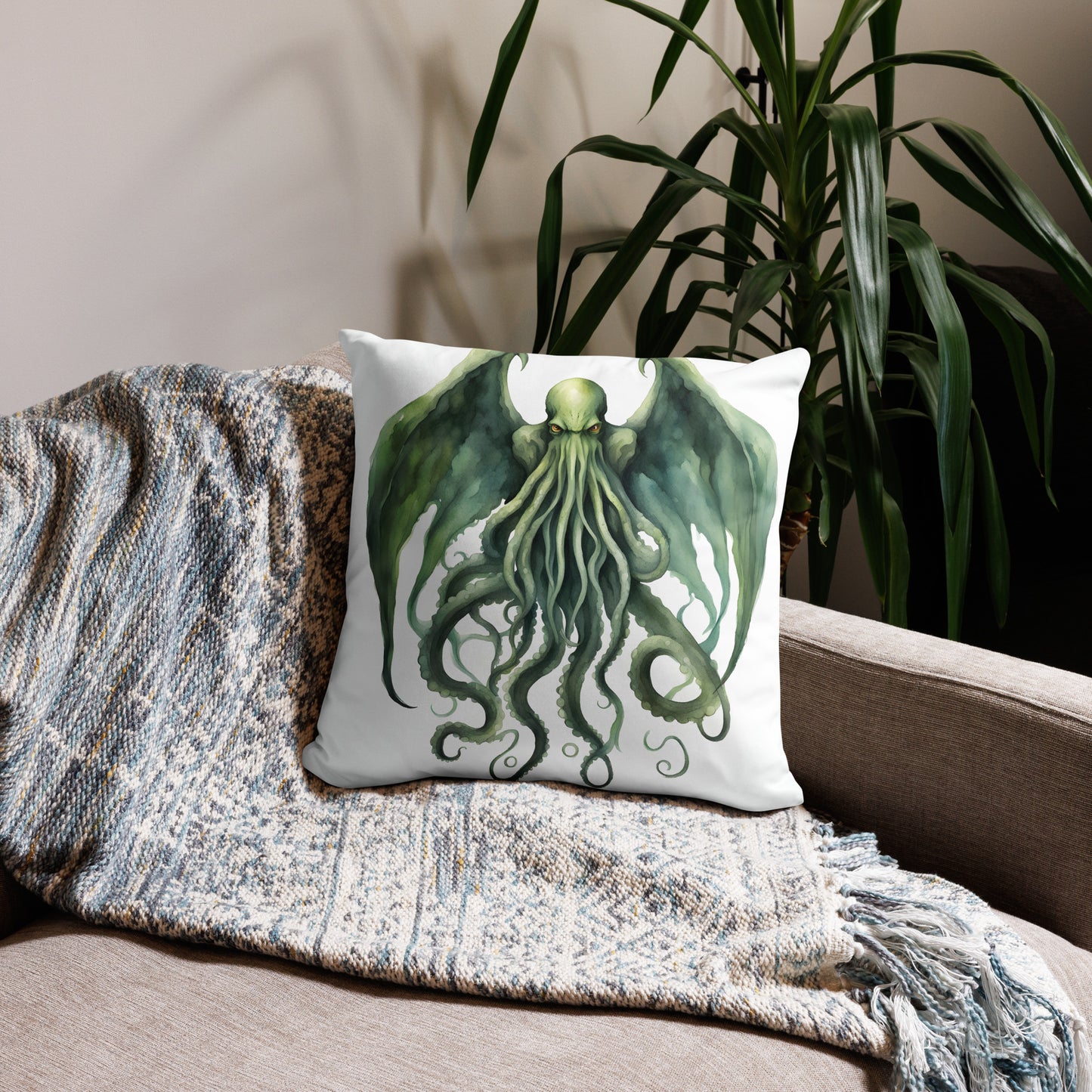 Cthulhu Watercolor Painting Pillow Case