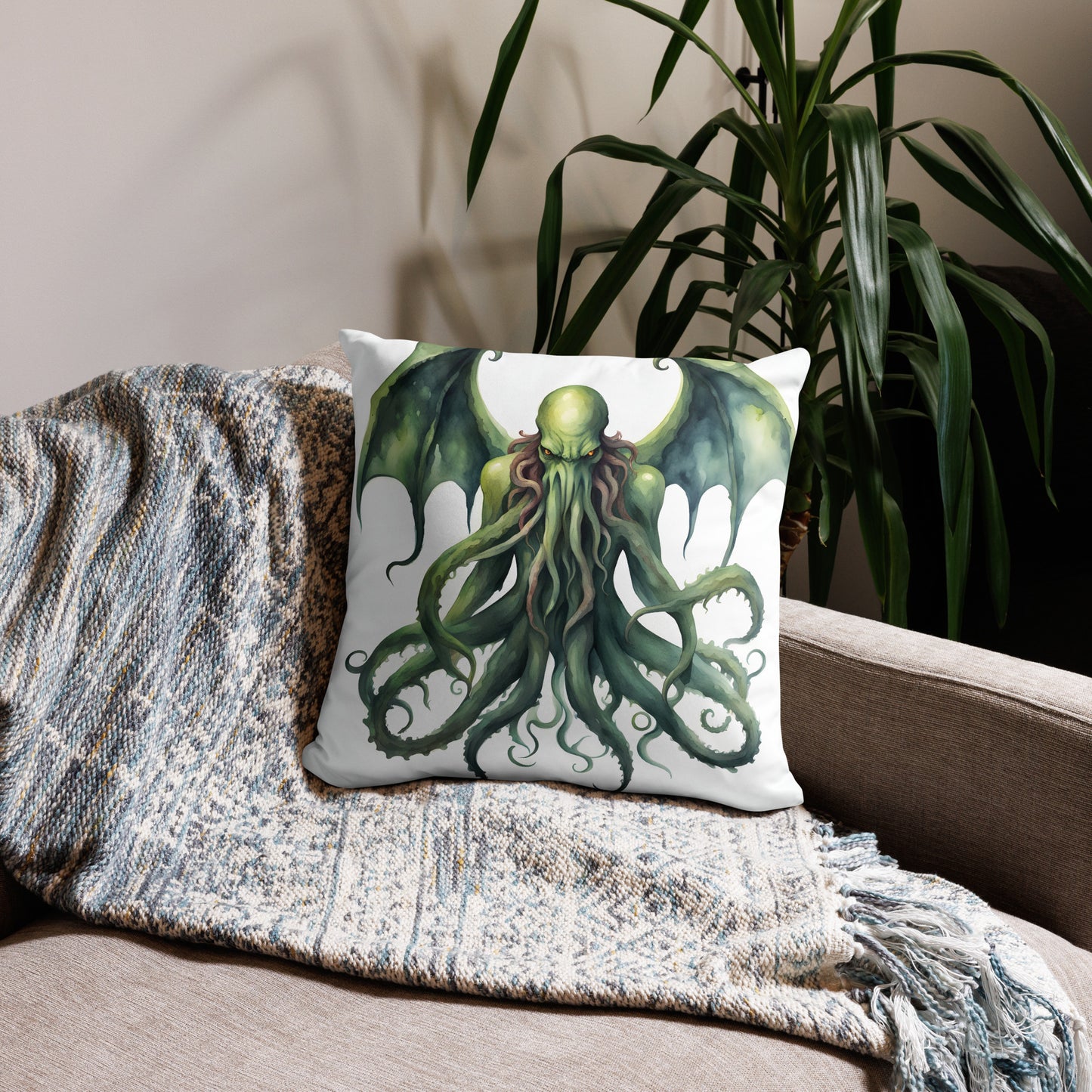 Taie d'oreiller peinture aquarelle Cthulhu