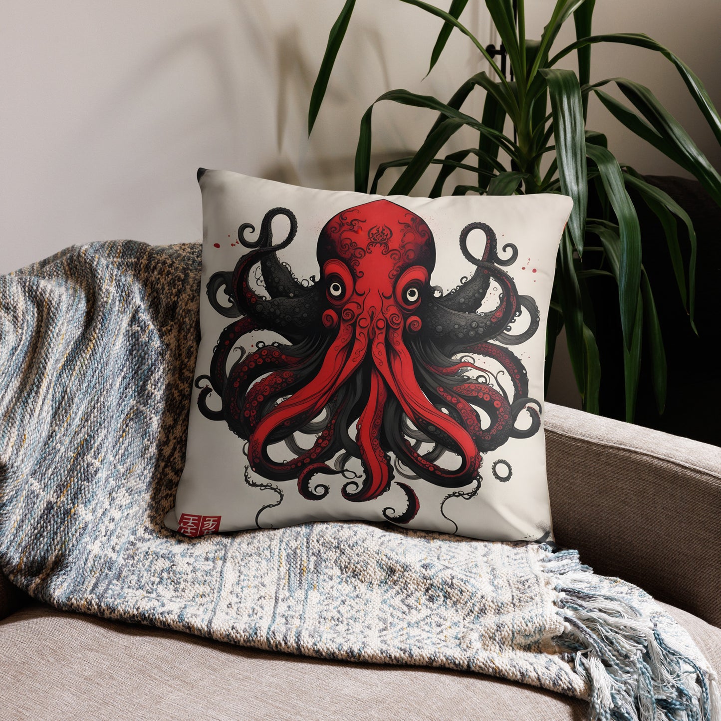 Cthulhu Asian Ink Painting Pillow Case