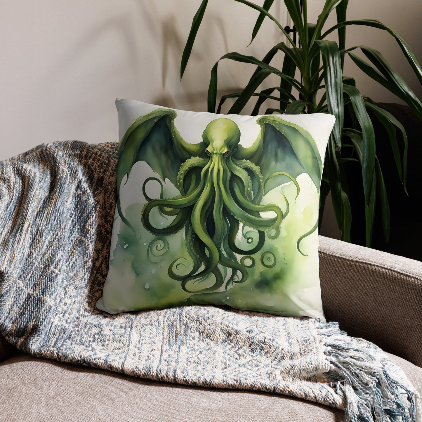 Taie d'oreiller peinture aquarelle Cthulhu