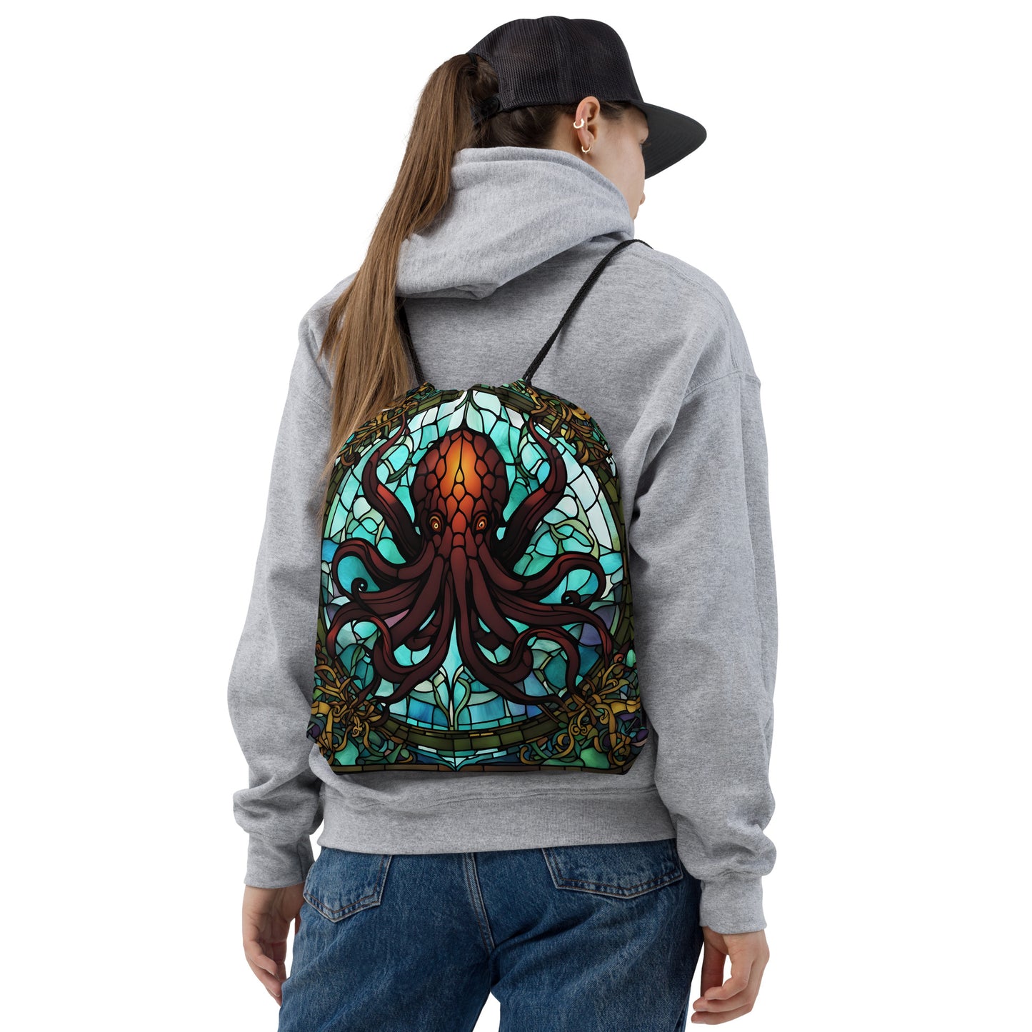 Cthulhu Stained Glass Drawstring bag