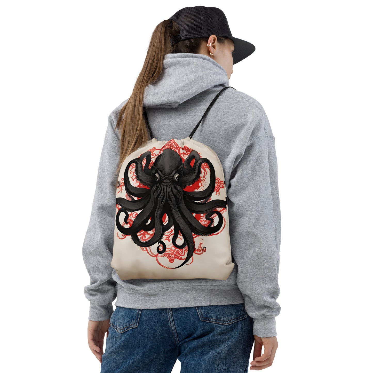 Pintura de tinta asiática de Cthulhu Mochila saco