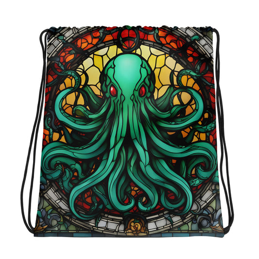 Mochila con cordón de vidrieras de Cthulhu