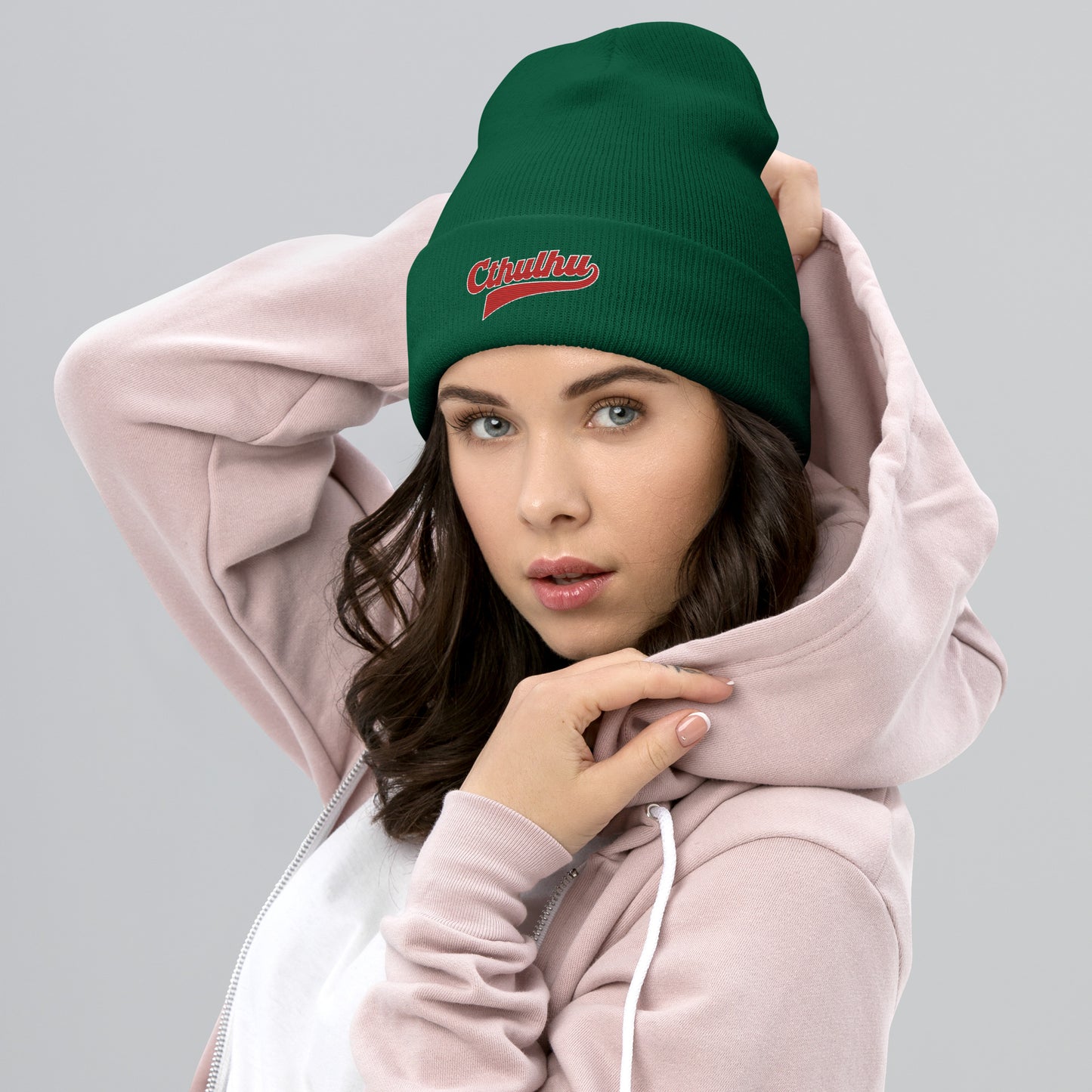 Cthulhu League Script – Vintage Eldritch Lettering Cuffed Beanie
