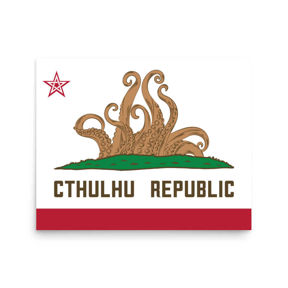 Cthulhu Republic California Flag Lovecraft Poster