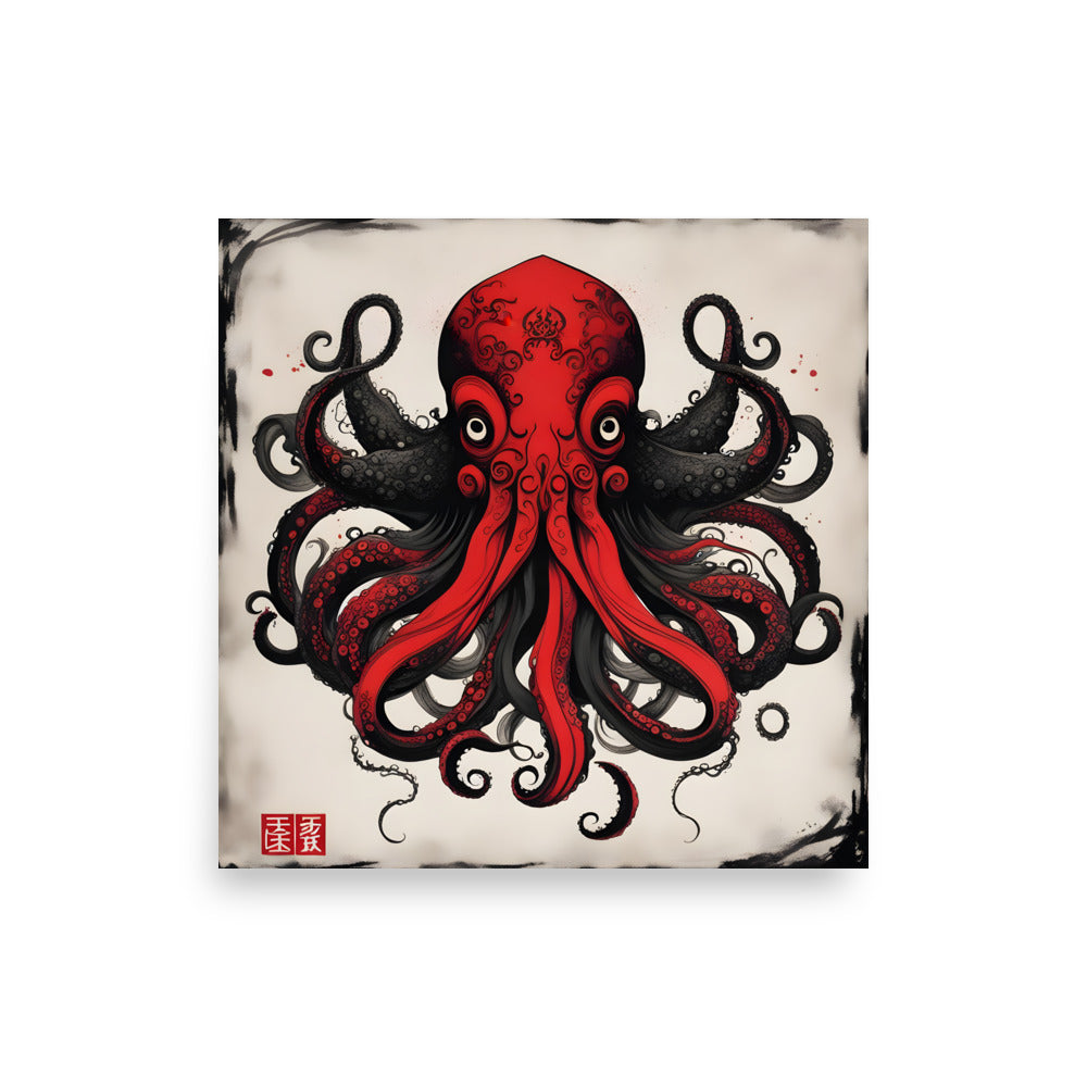 Cthulhu Asian Ink Painting Poster