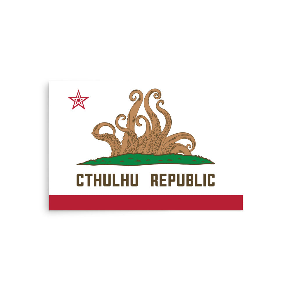 Cthulhu Republic California Flag Lovecraft Poster