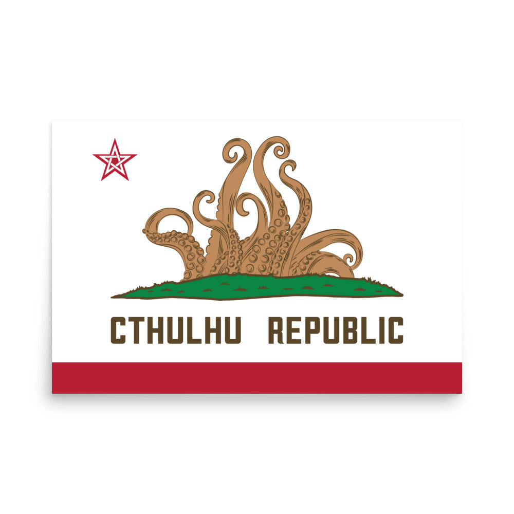 République de Cthulhu Drapeau de Californie Lovecraft Poster