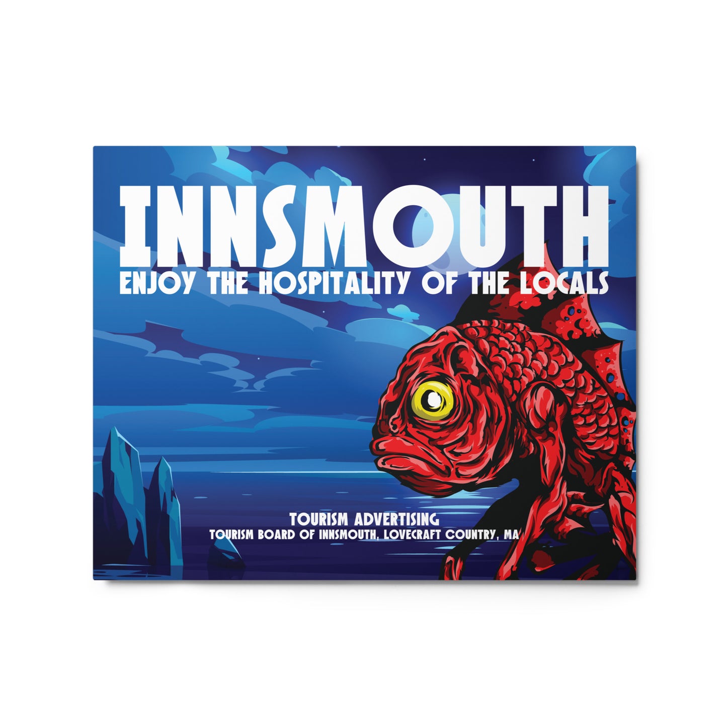 Affiche de voyage vintage d'Innsmouth, Lovecraft, Impressions métalliques