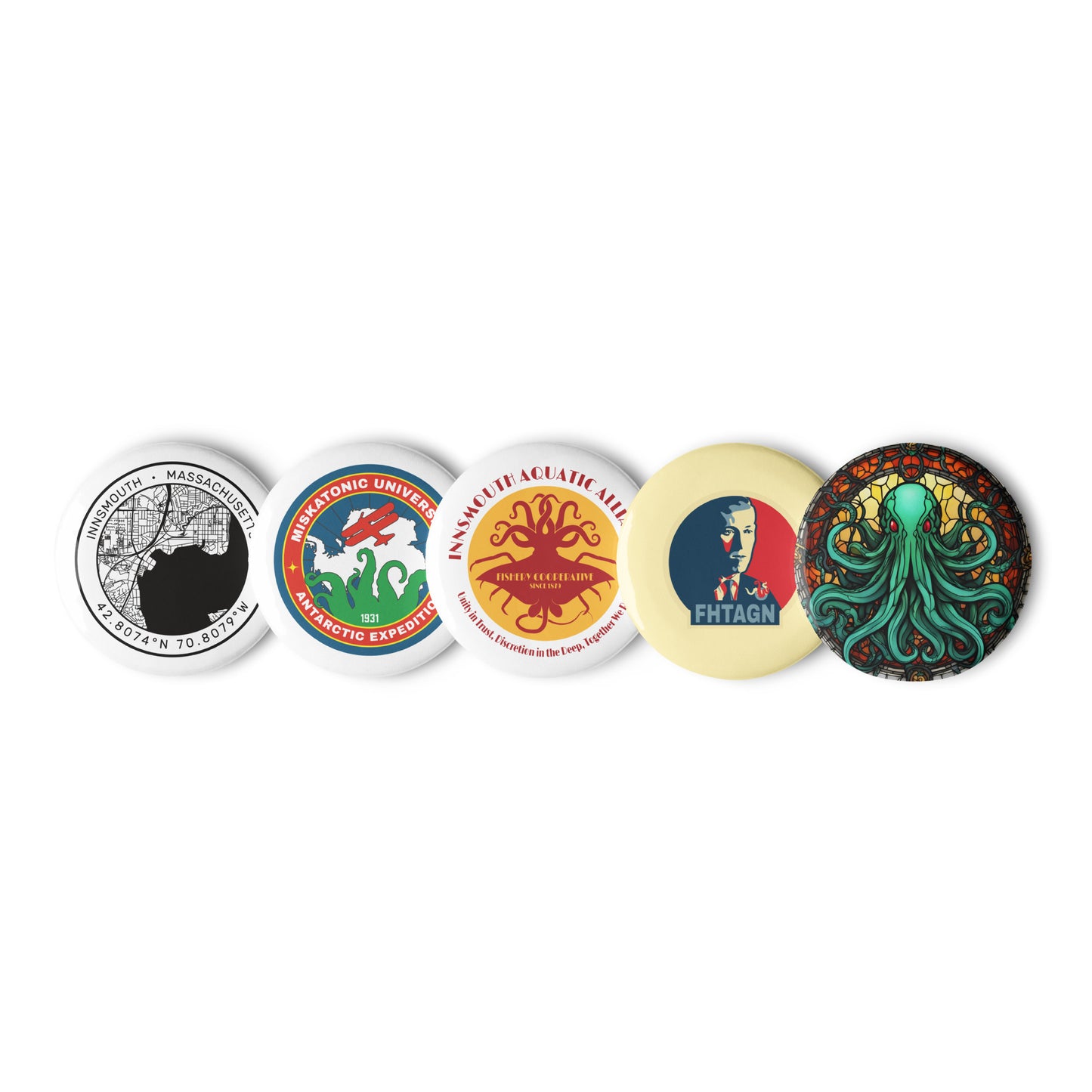 Lovecraft Innsmouth Cthulhu Set of pin buttons