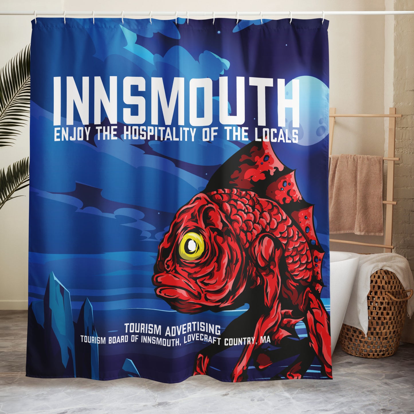Innsmouth Vintage Travel Lovecraft Shower curtain