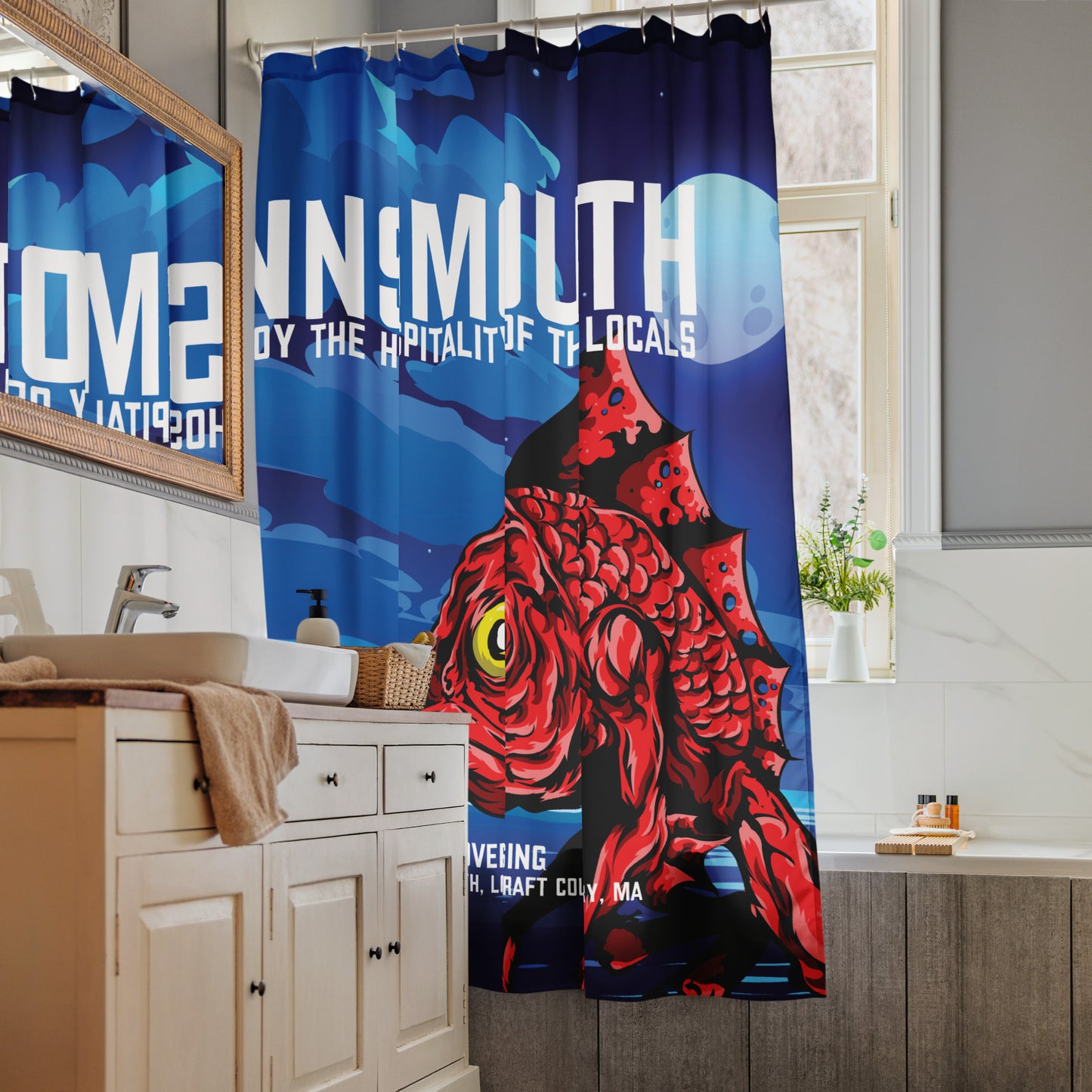 Innsmouth Vintage Travel Lovecraft Shower curtain