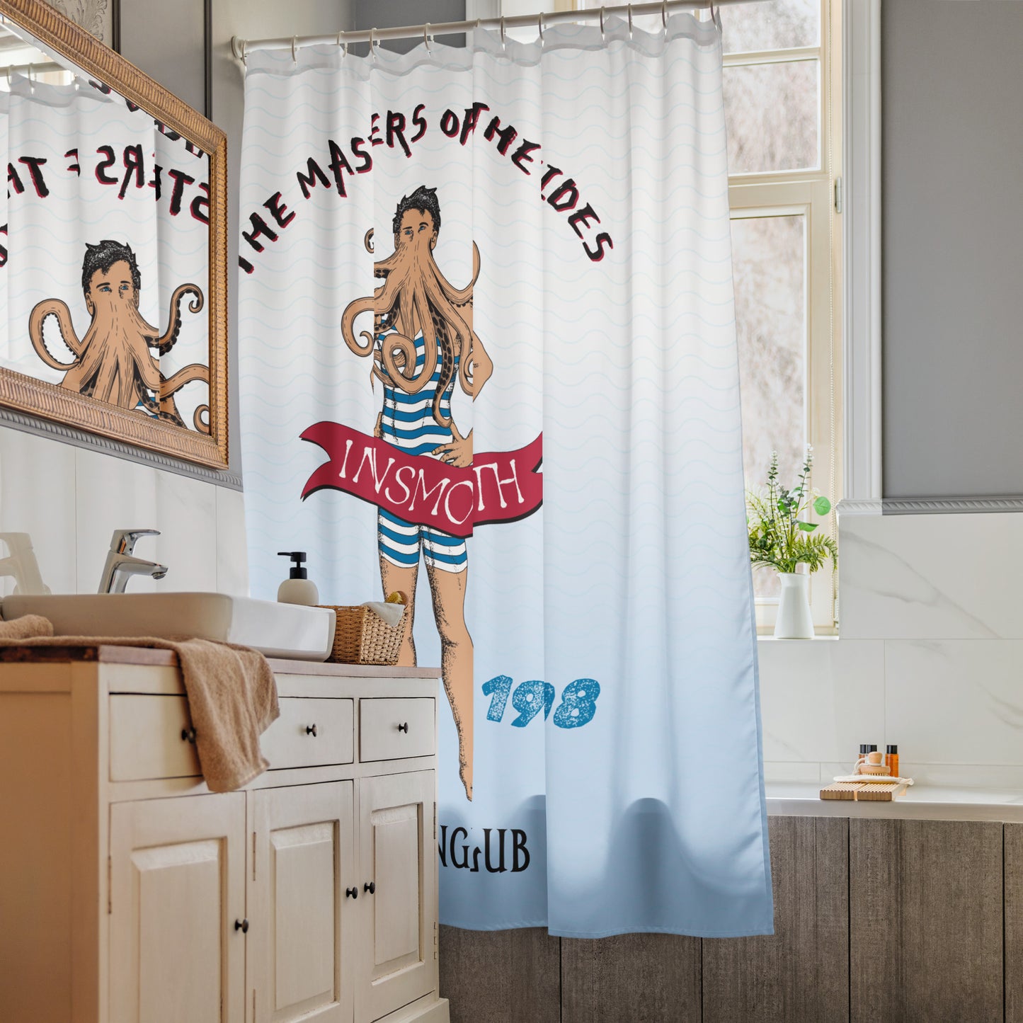 The Shadow over Innsmouth Lovecraft Cthulhu Swimming Club Shower curtain