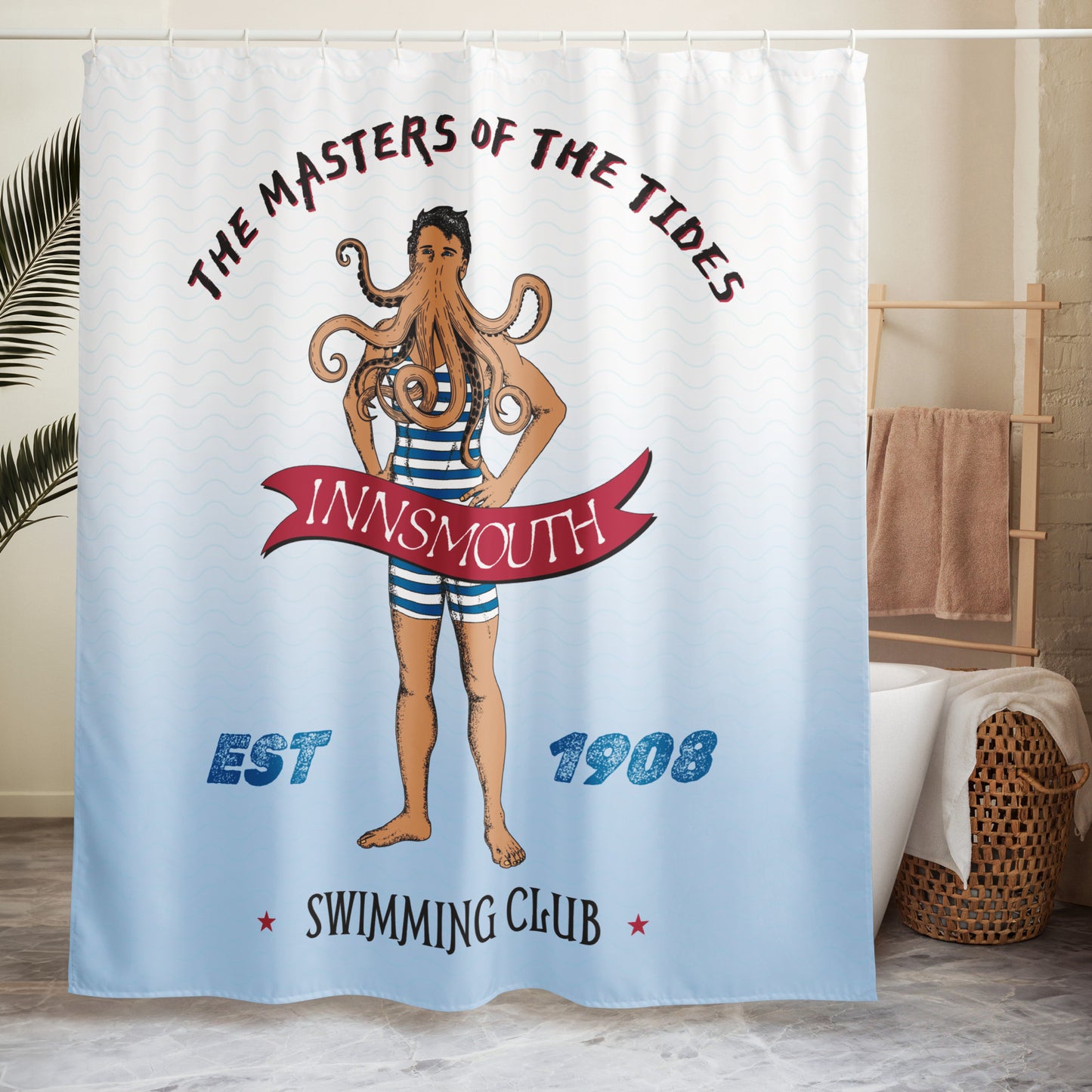 The Shadow over Innsmouth Lovecraft Cthulhu Swimming Club Shower curtain