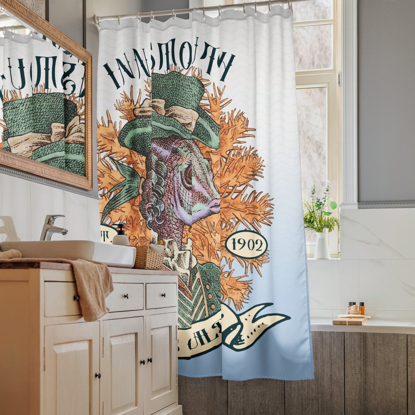 Innsmouth Siren’s Guild — The Pearlwoman Shower curtain