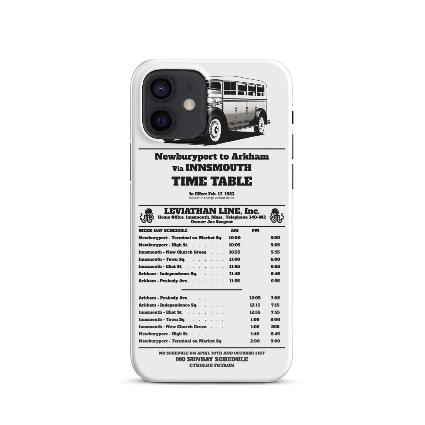 Innsmouth Bus Schedule Joe Sargent Snap case for iPhone®