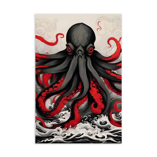 Carte postale standard de peinture à l'encre asiatique de Cthulhu