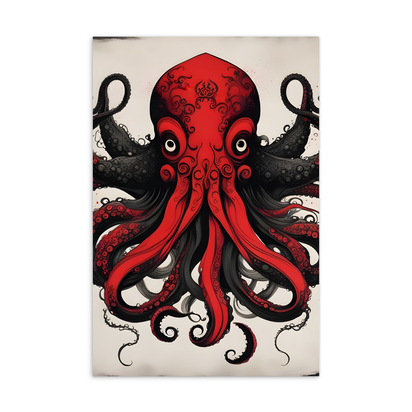 Carte postale standard de peinture à l'encre asiatique de Cthulhu