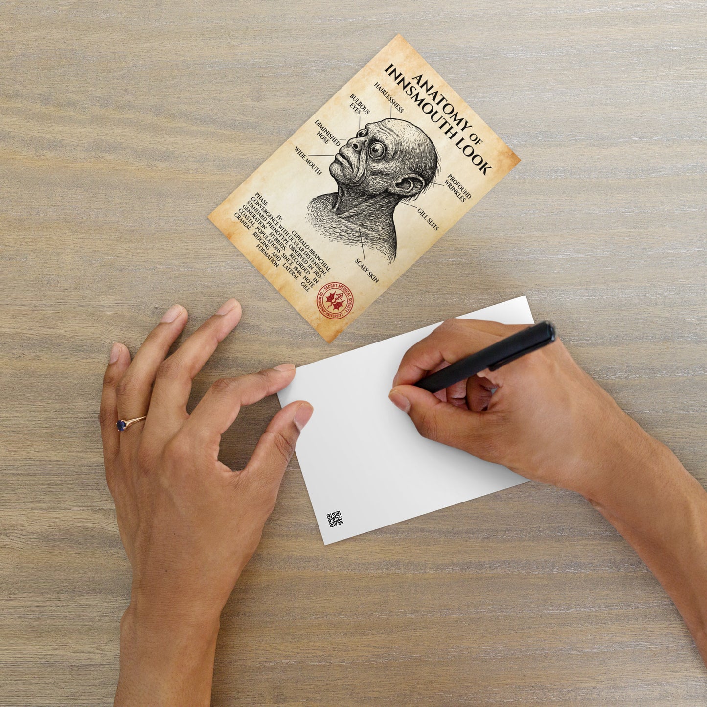 Anatomie du regard d'Innsmouth – Notes internes, carte postale standard de 1931