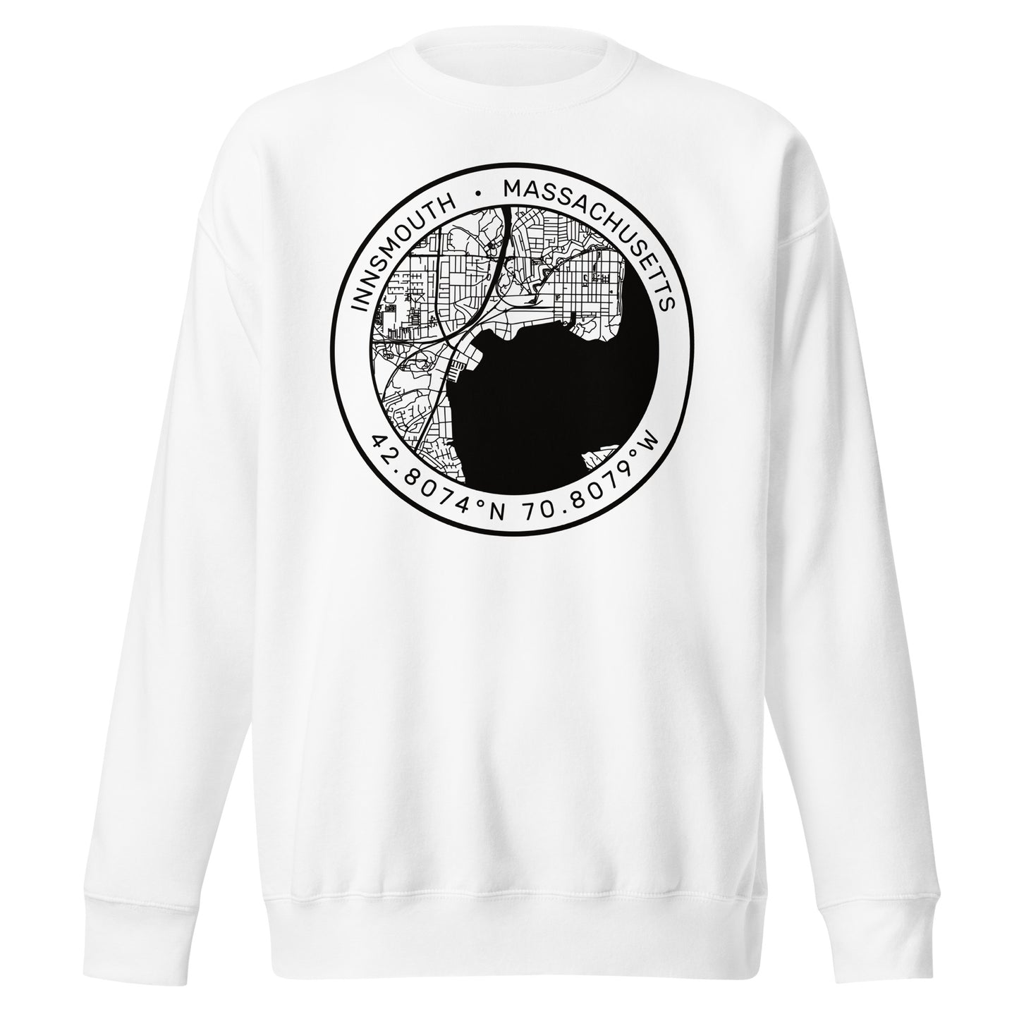 Sudadera premium unisex con mapa de la ciudad de Innsmouth Lovecraft