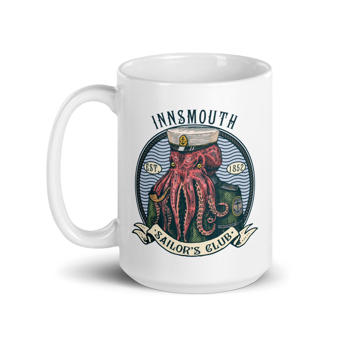 Cthulhu Sailor Innsmouth Taza blanca brillante