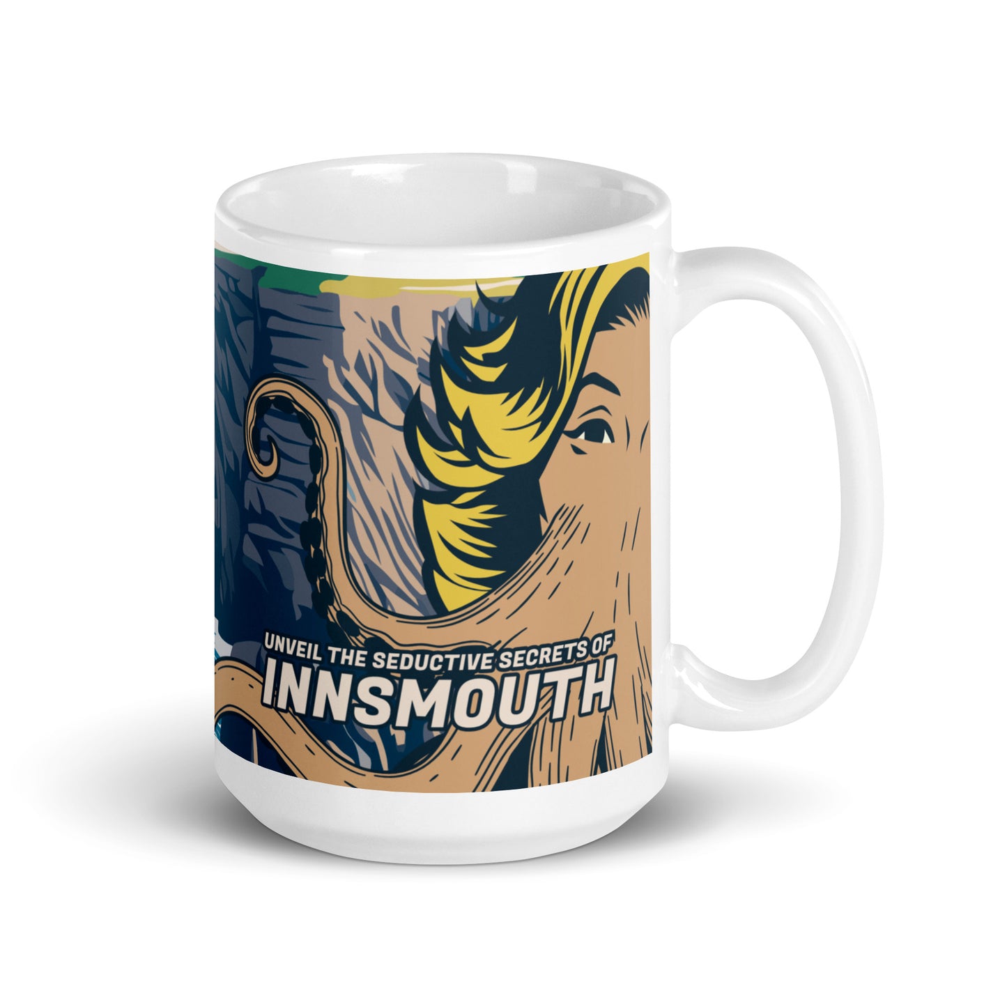 Taza Innsmouth Woman Cthulhu Travel White brillante