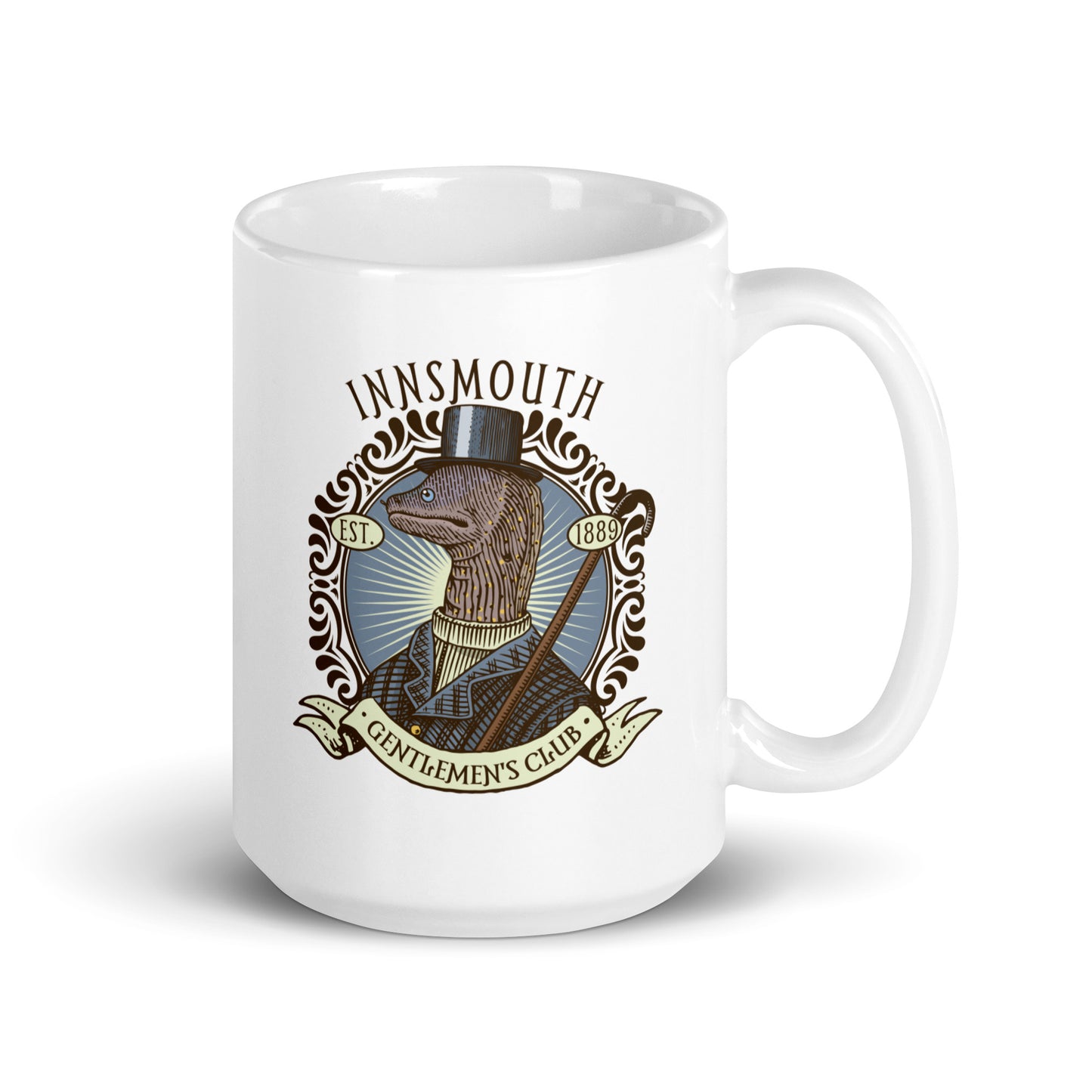 La sombra sobre Innsmouth Lovecraft Moray Gentleman Taza blanca brillante